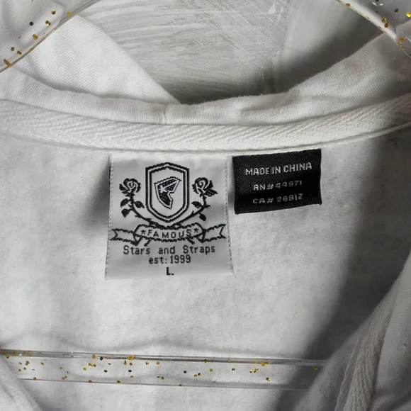 Famous Stars & Straps Blue and White Zip Up Sweater